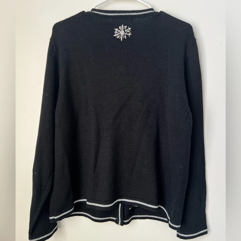 All Points by Reference Points Christmas Beaded Sweater Cardigan